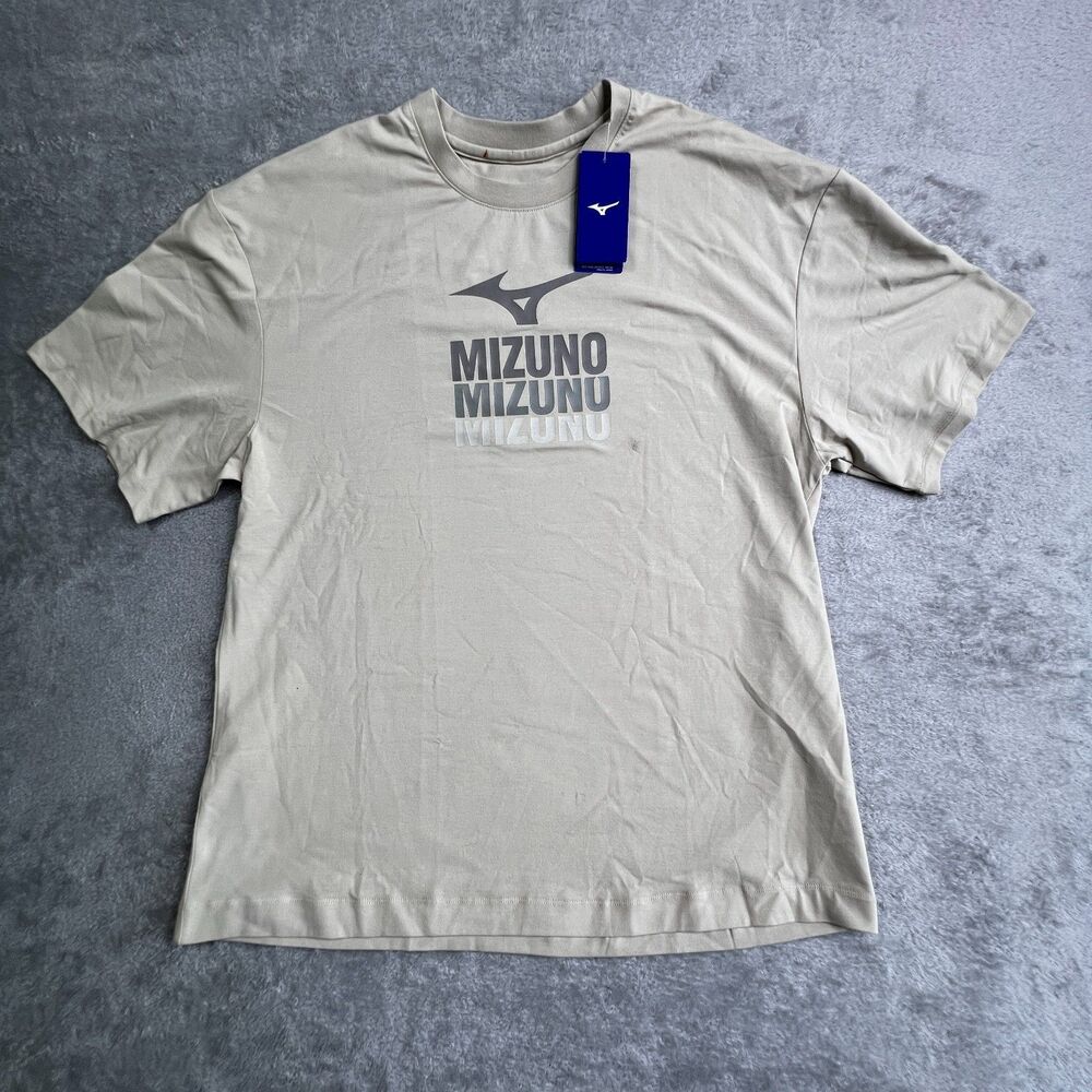 Mizuno Everyday Relax Tee Unisex Medium White Pepper Spellout Logo Performance